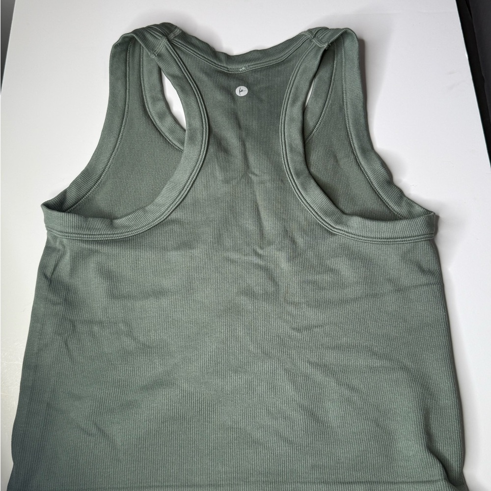 Ribbed slight crop racerback Tank Top - slate Blue and eucalyptus Green 2 for 1 - Picture 6 of 8